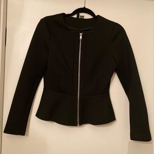 Black peplum zip blazer